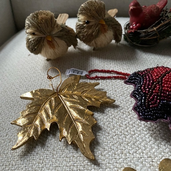 Set of 15 vintage/new bird/leaf ornaments - Picture 2 of 9